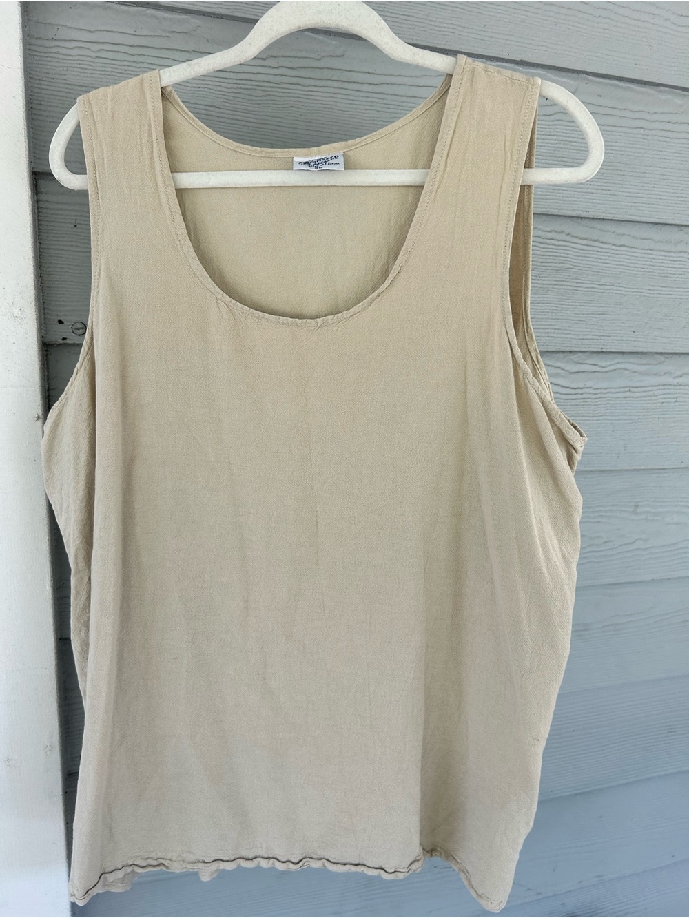 Cottonseed XL Made USA 100% Cotton Gauze Sleeveless Tank Top Beige Boho